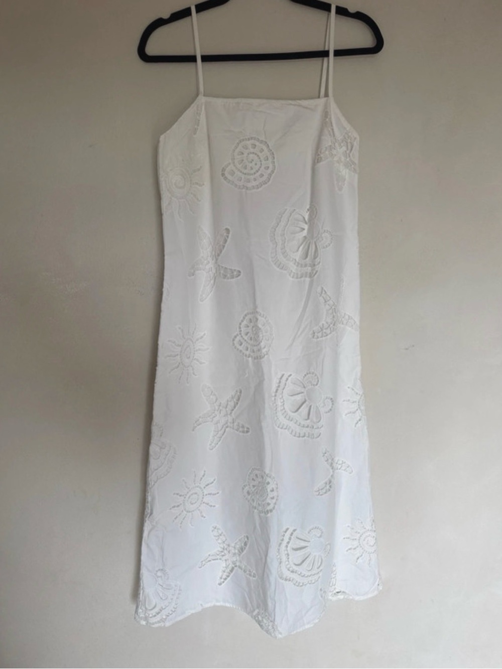 MAUDE CLUB NEW SMALL White Embroidered Spaghetti Strap Dress